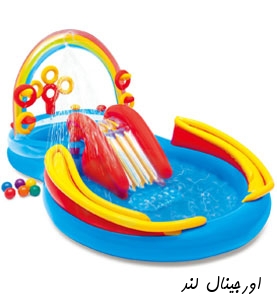 استخر بادی سرسره دار کودک رنگین کمانی اینتکس 57453 intex
